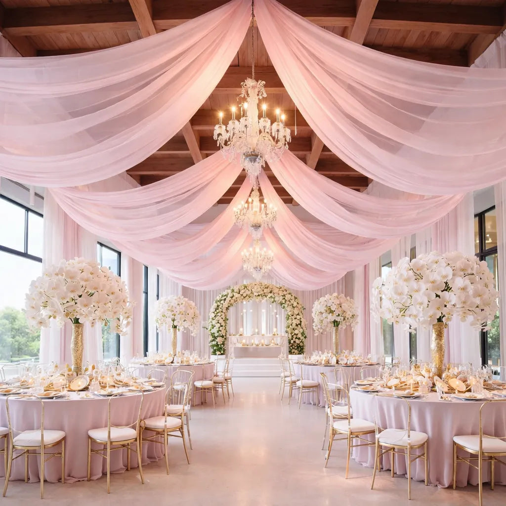 Tenture Plafond Mariage Rose Tendre