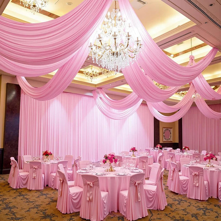 Tenture Rose Double Couche Plafond