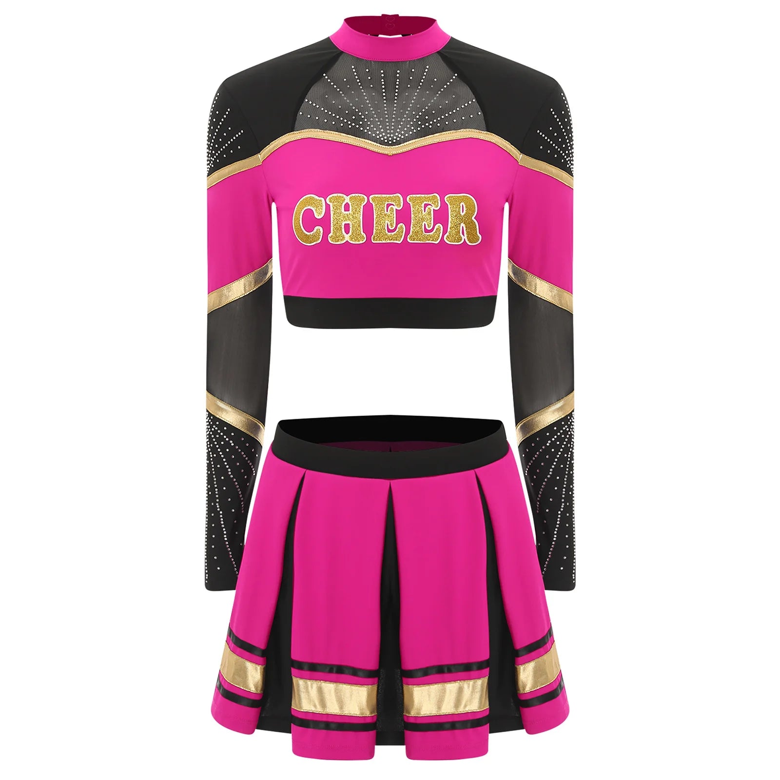 Tenue Pompom Girl Rose Stylée Costume 
