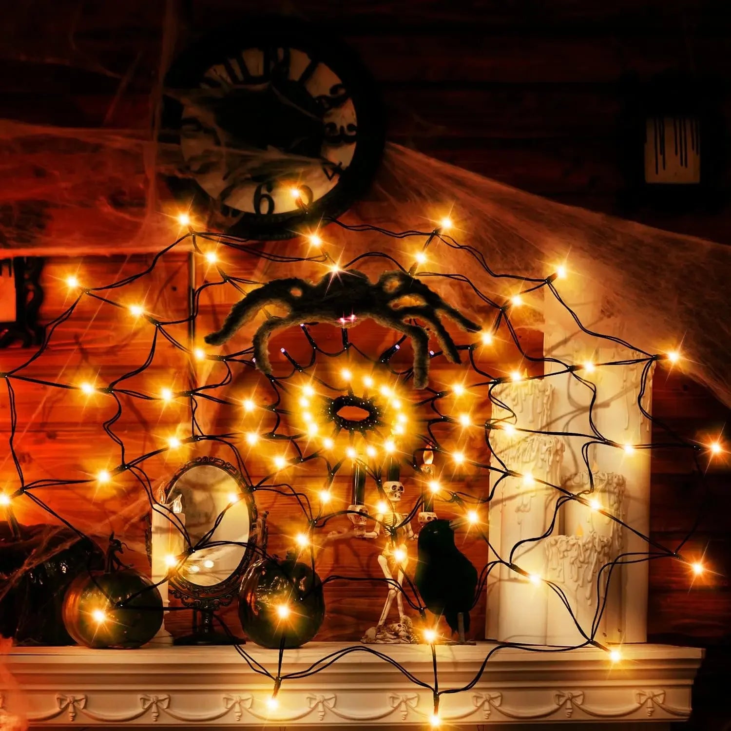 Toile d’Araignée LED Orange