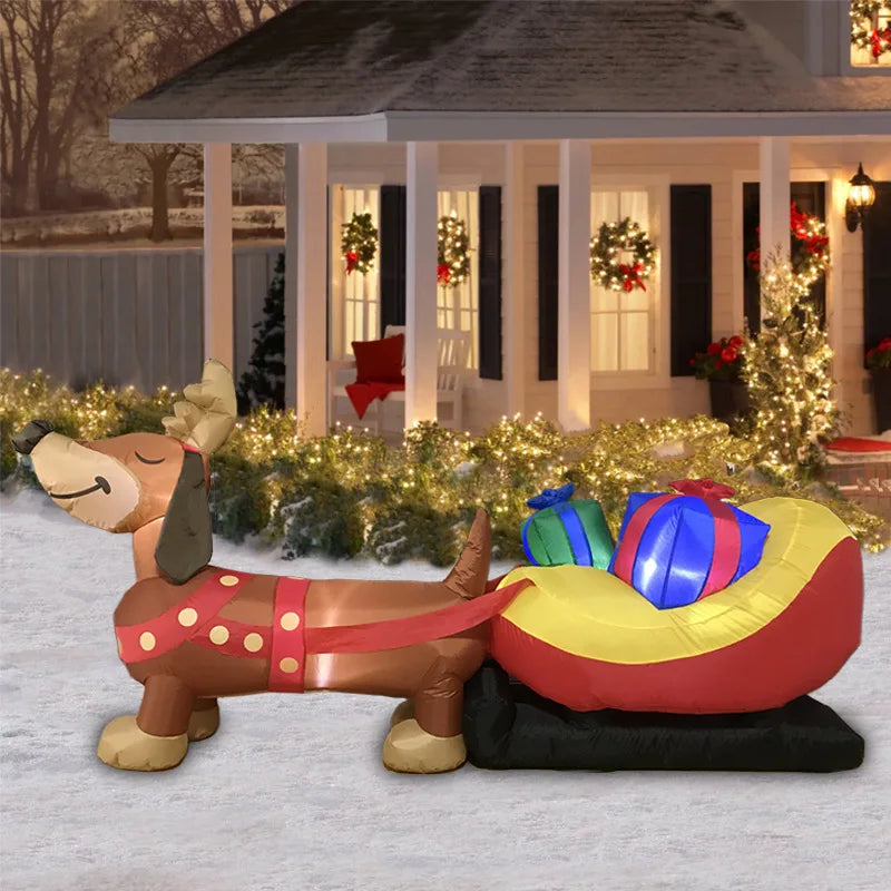 Traîneau Chien de Noël Gonflable