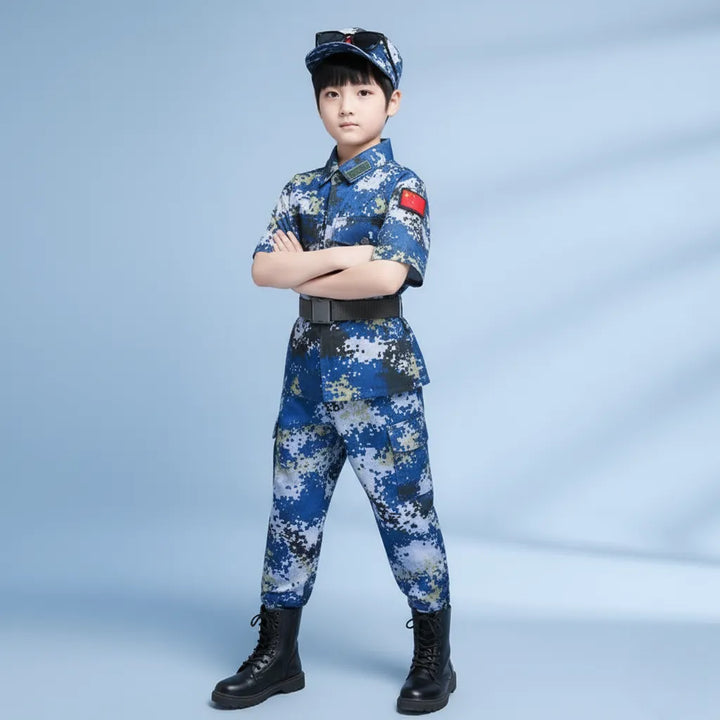 Uniforme Militaire Bleu à Manches Courtes