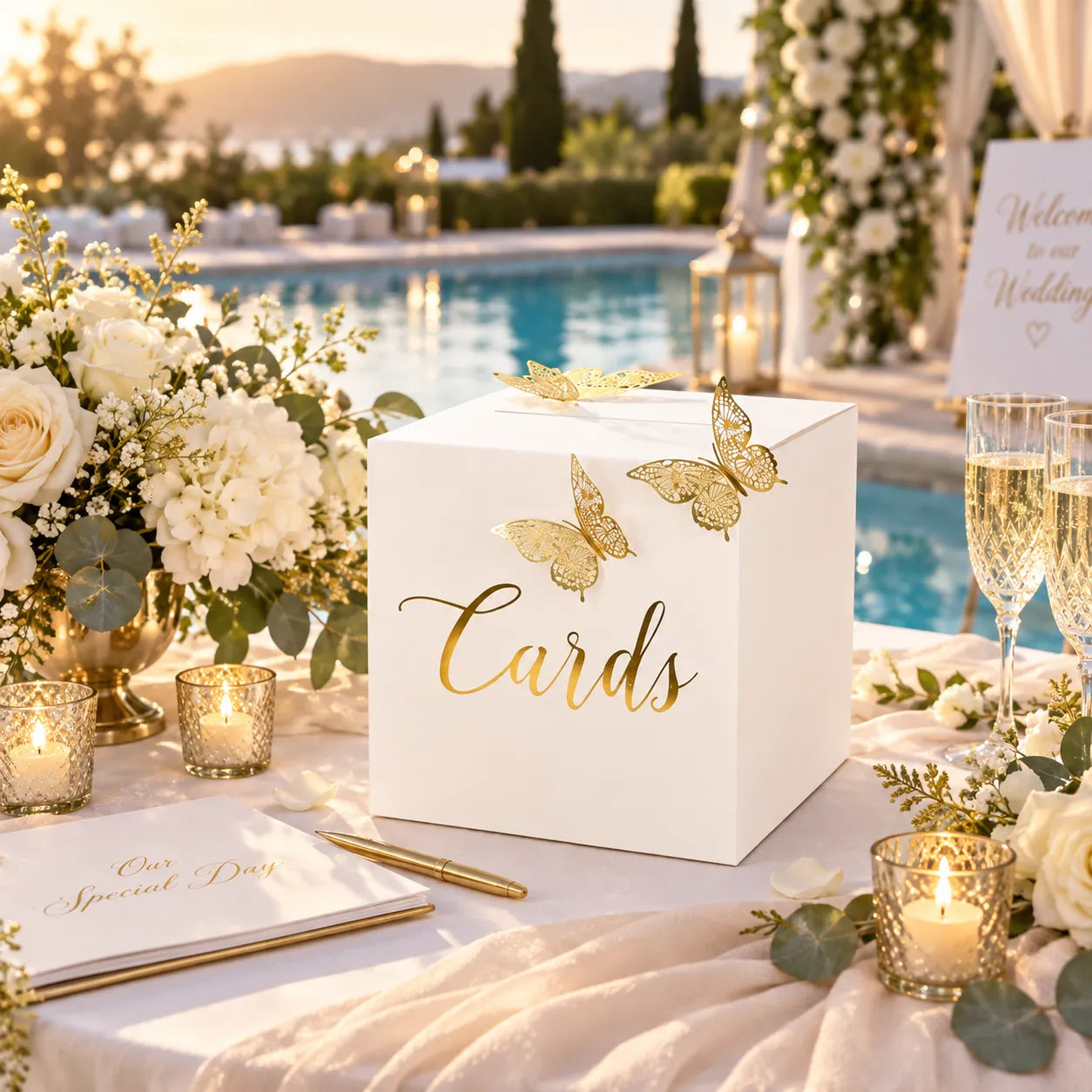Urne Mariage en Carton Blanc luxe
