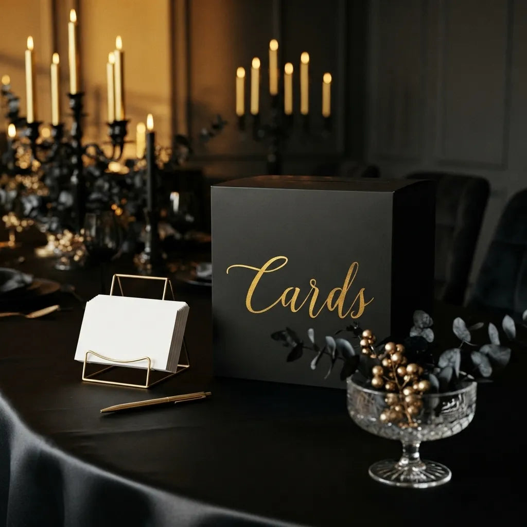 Urne Mariage en Carton Noir Sobre