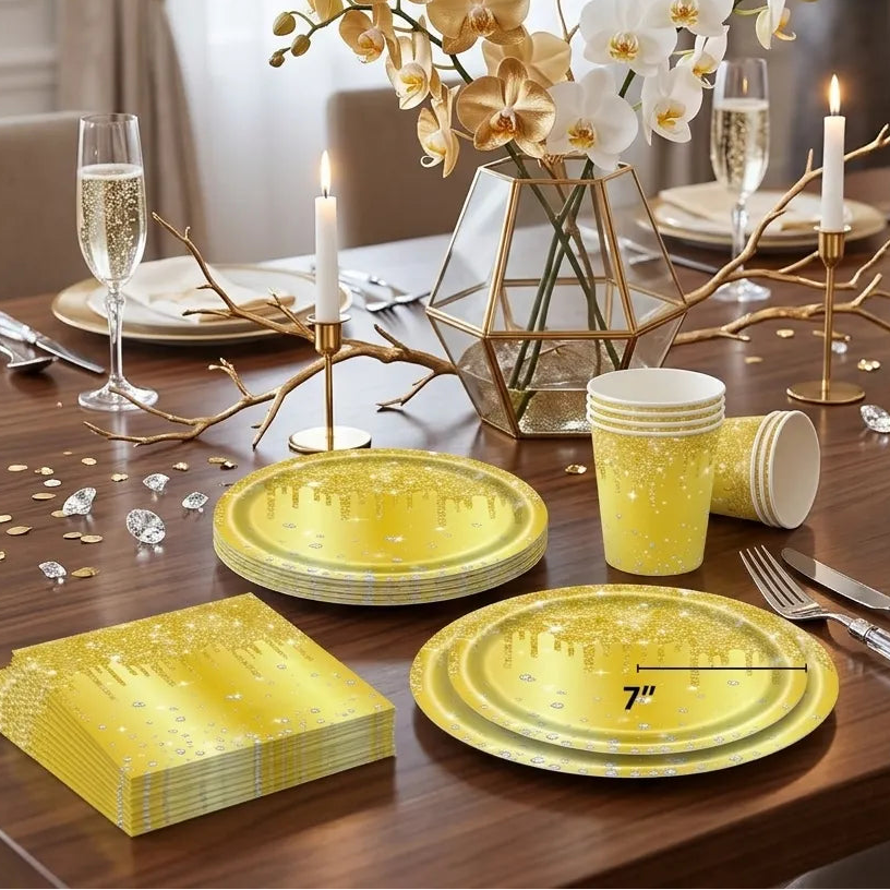 Vaisselle Jetable Dorée Mariage