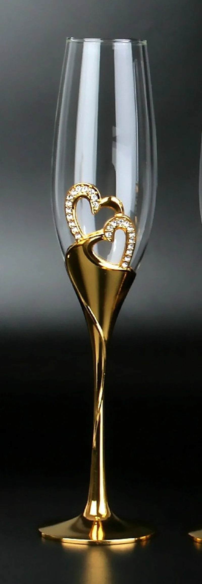Verre à Champagne Motif Cœurs Dorés Unique