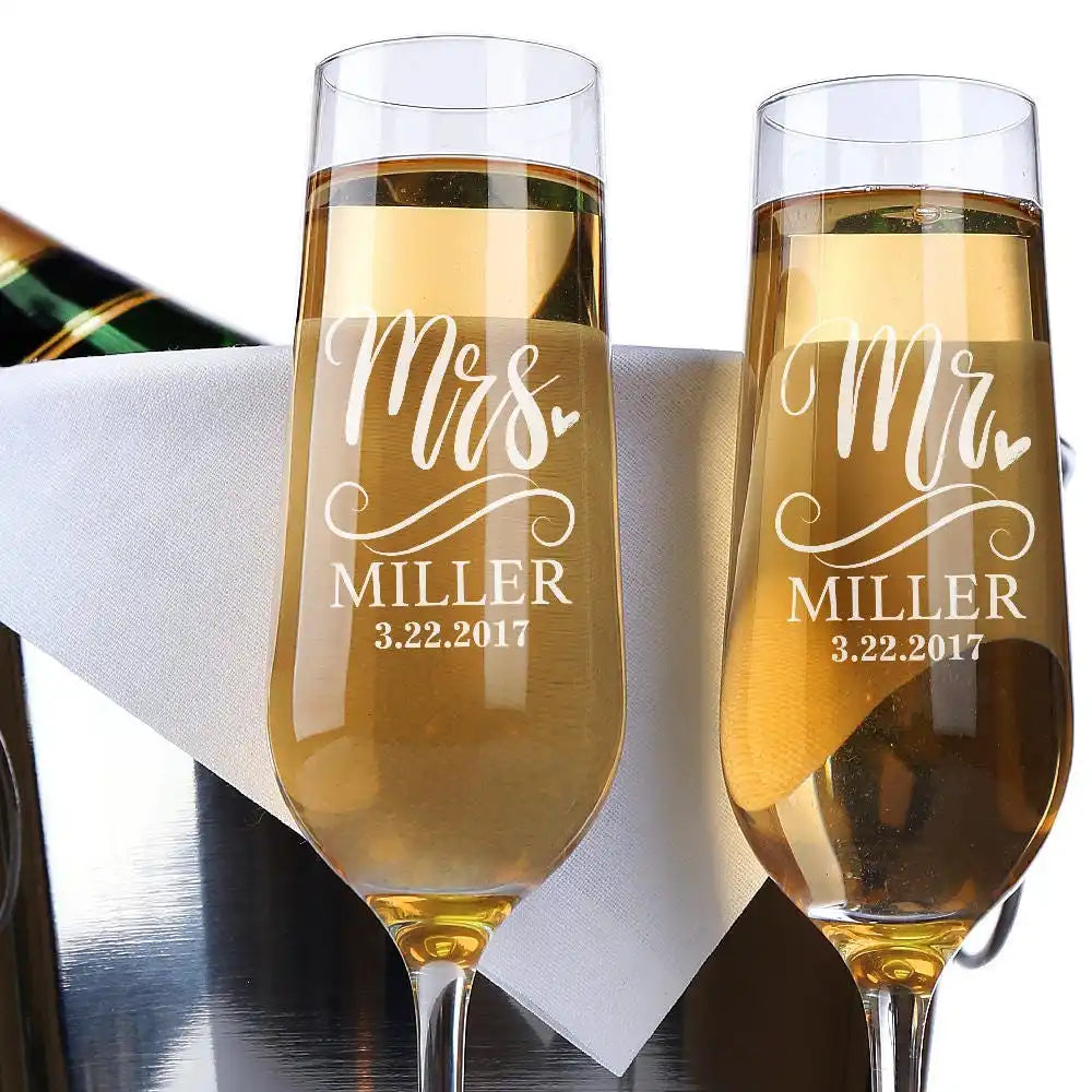 Verres à Pied Mariage Personnalisable Elégant