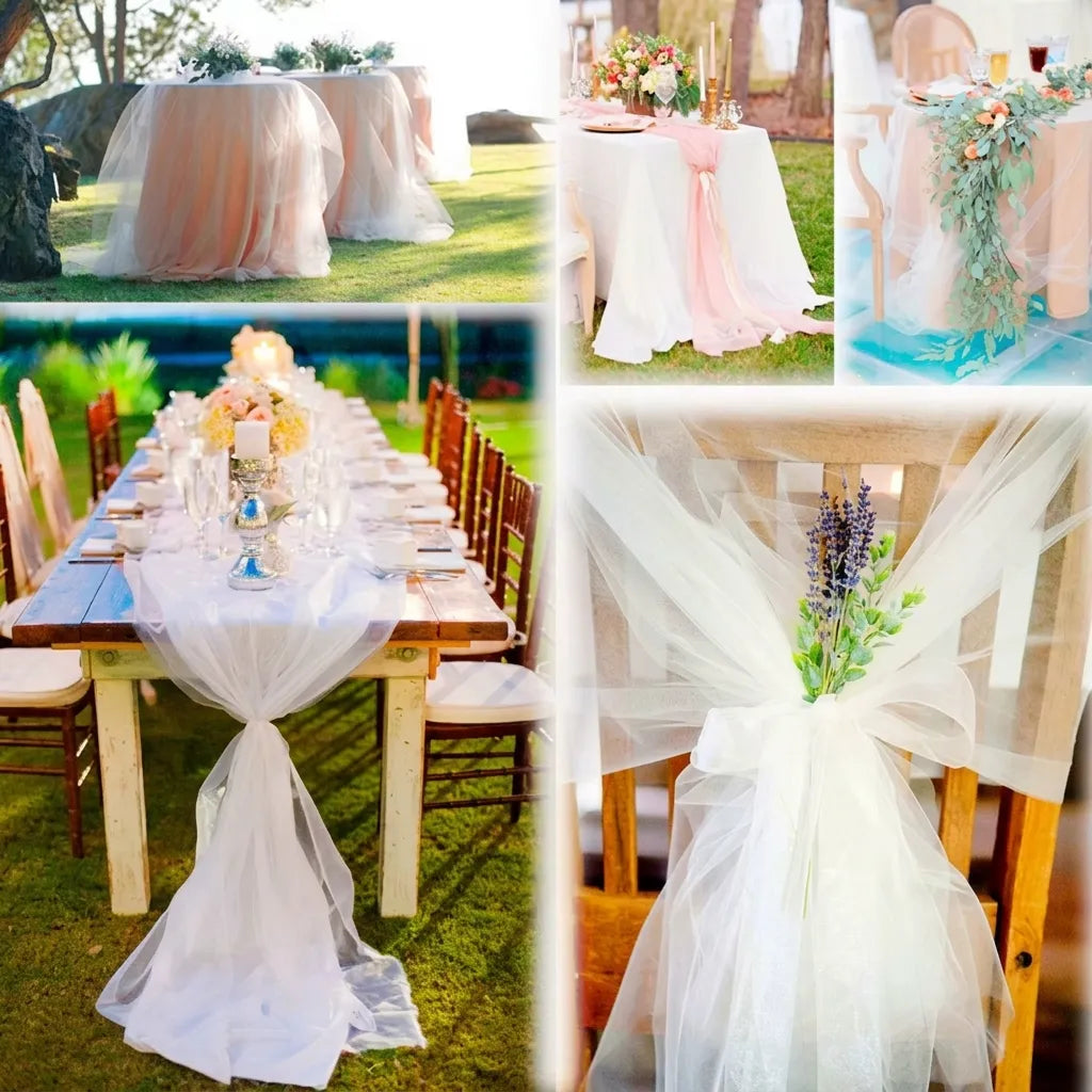 Voilage Arche Mariage Blanc en Organza Léger