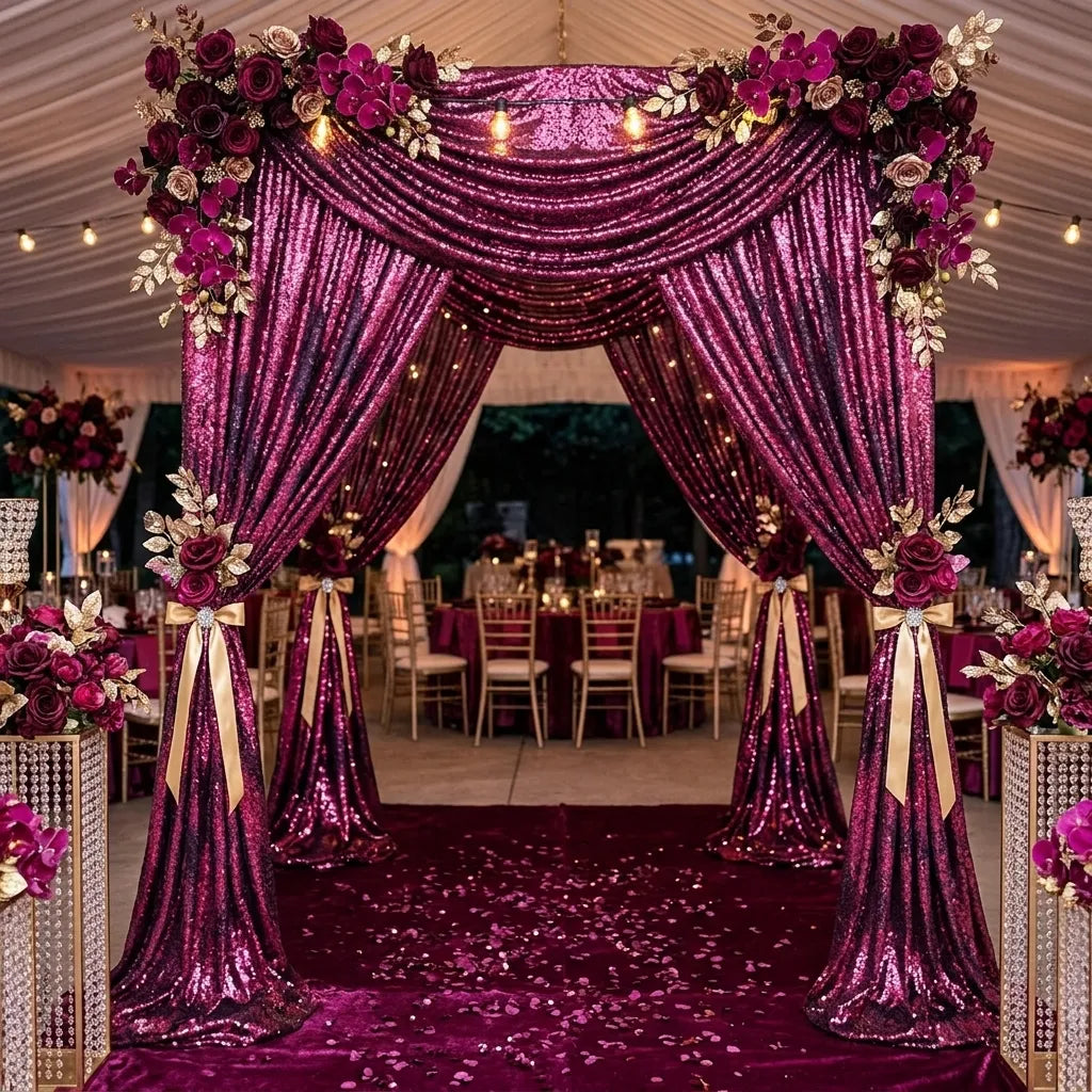 Voilage Arche Mariage Brillant à Sequins Aérien
