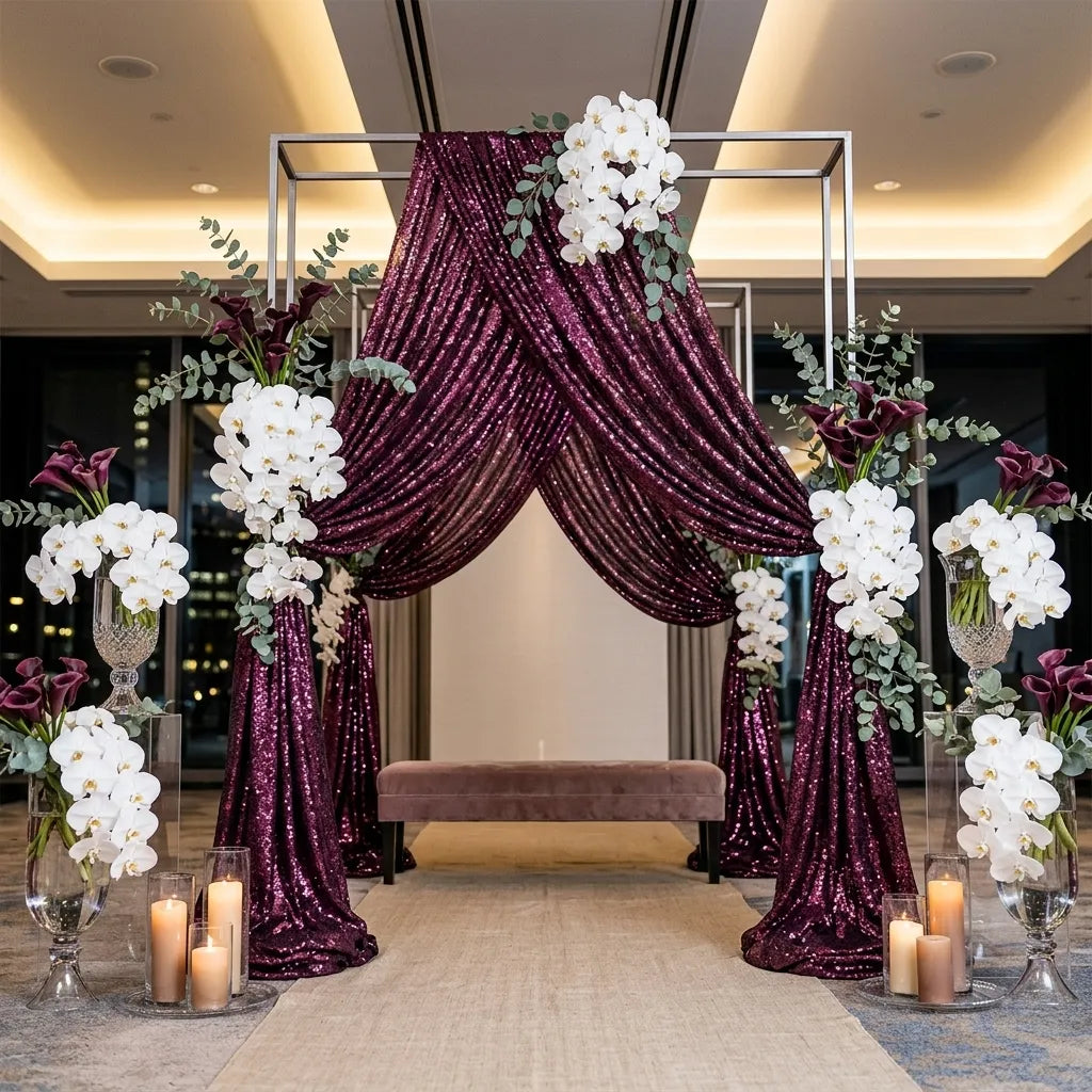 Voilage Arche Mariage Brillant à Sequins Vaporeux
