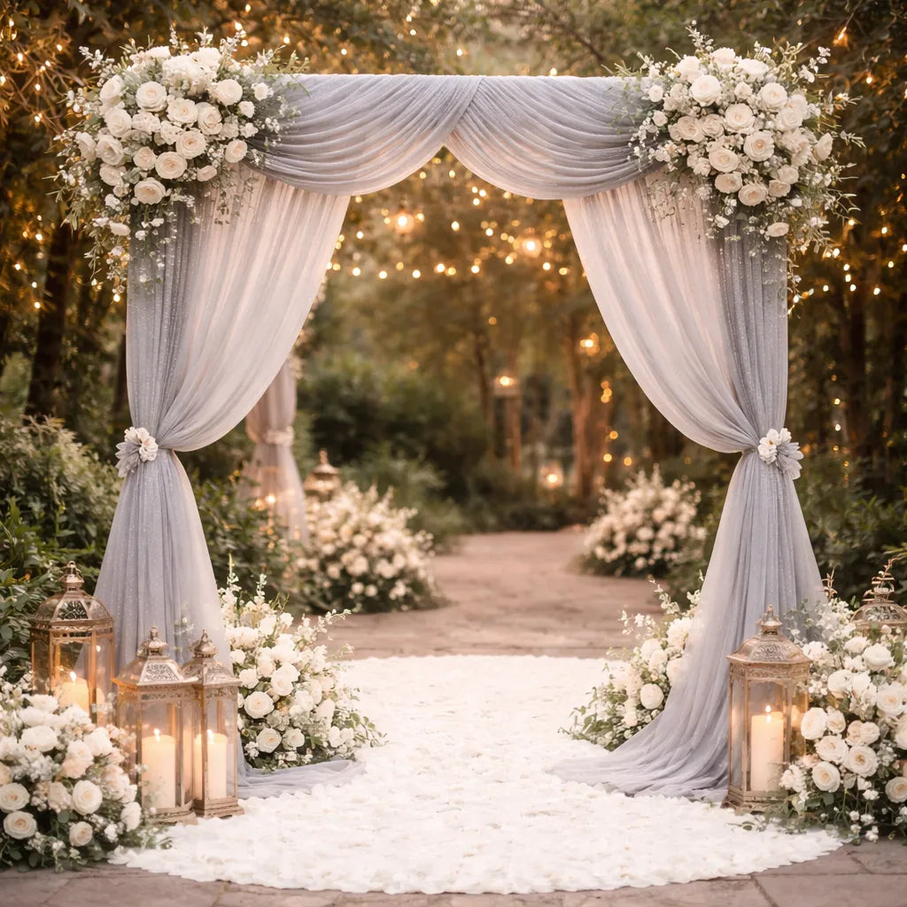 Voilage Arche Mariage Gris en Organza