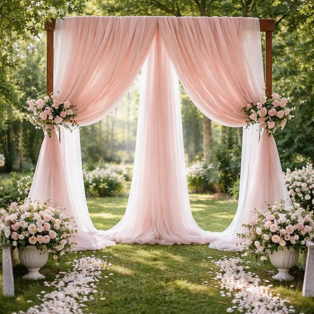 Voilage Arche Mariage Rose Tendre