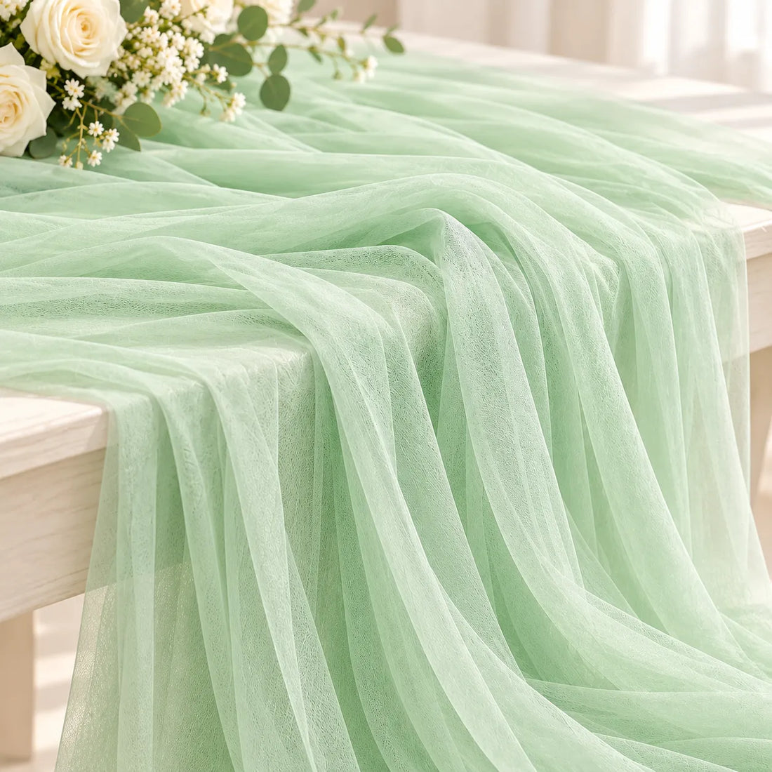 Voilage Arche Mariage Vert en Tulle pastel