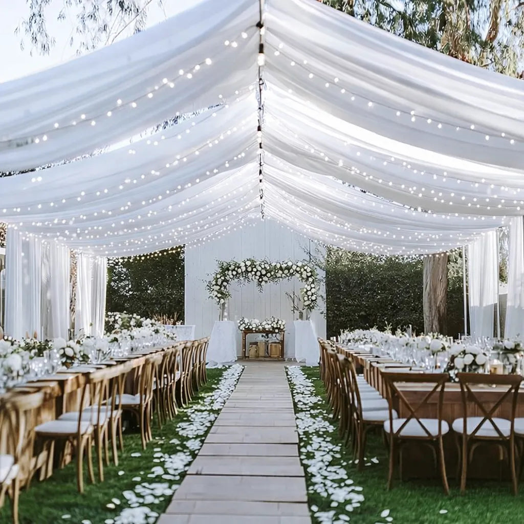 Voilage Blanc Plafond Mariage Glamour