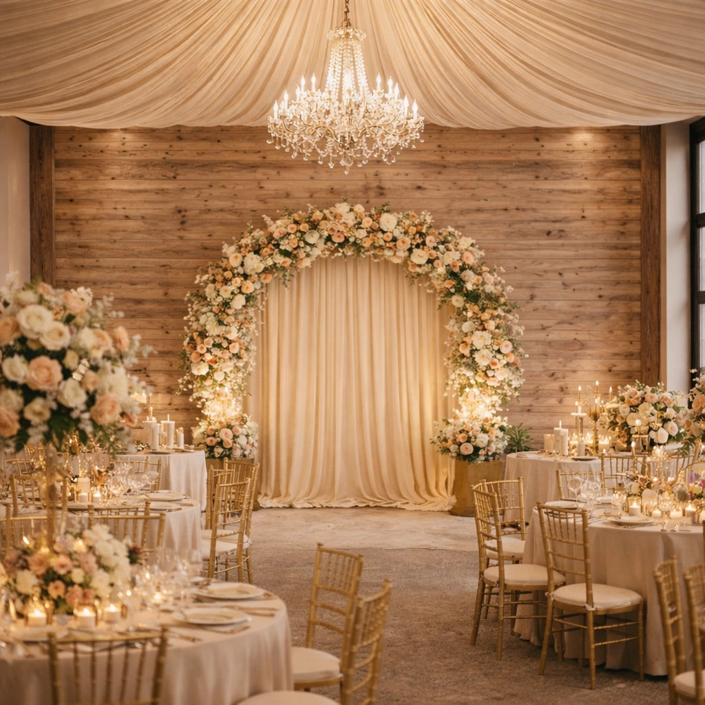 Voilage Plafond Mariage Champagne sublime