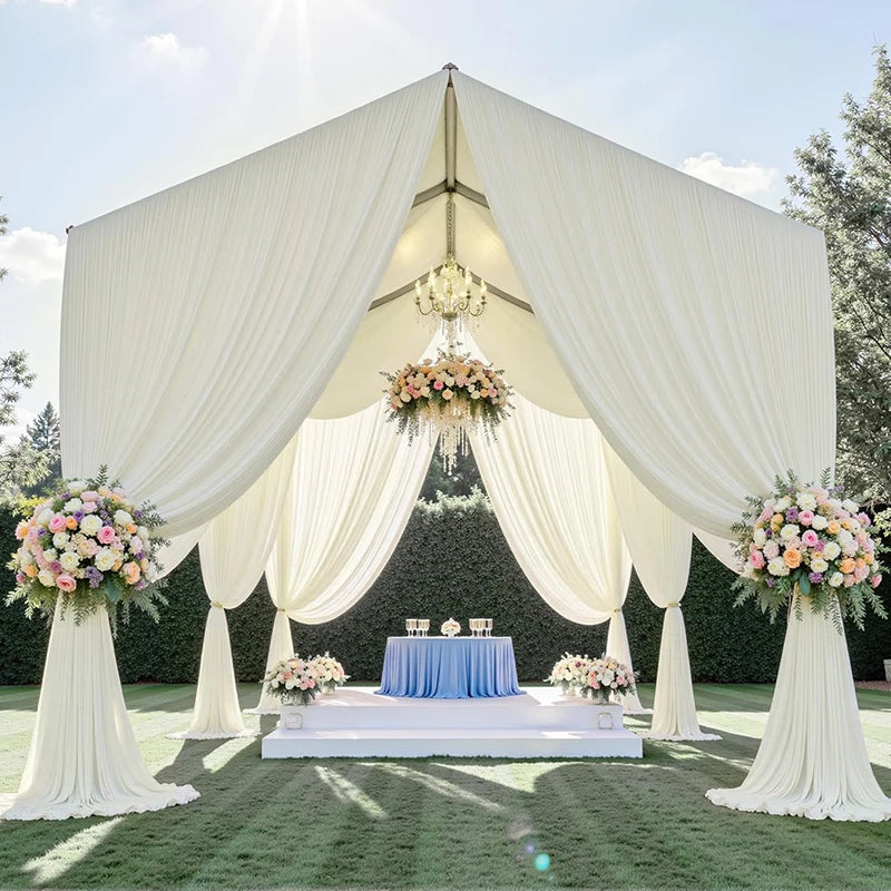Voilage Plafond Mariage Double Couche Ivoire Elégant