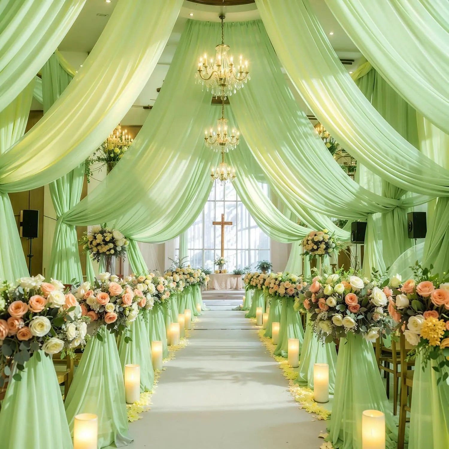 Voilage Plafond Mariage Vert Design