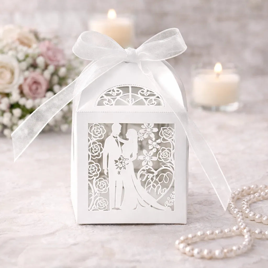 boîte à dragées motifs mariés spécial
