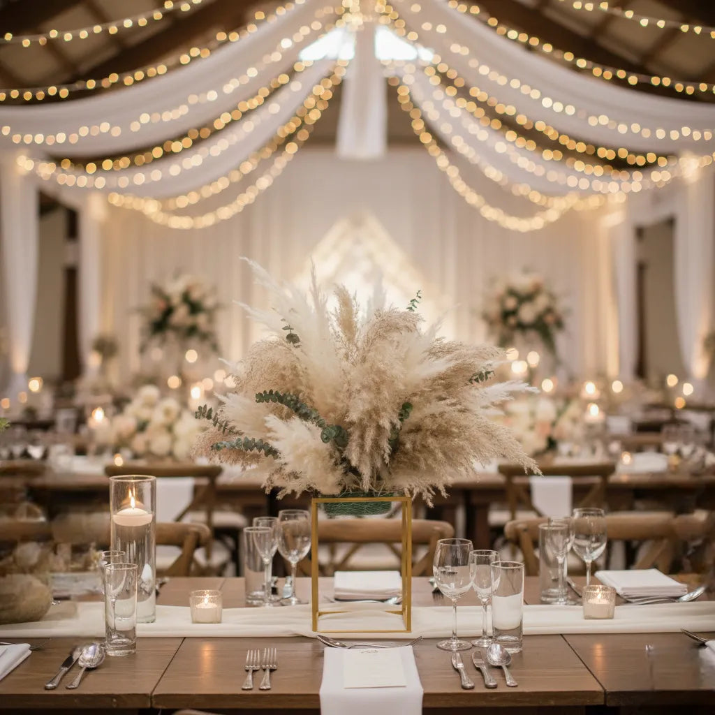 centre de table mariage pampa​ raffiné