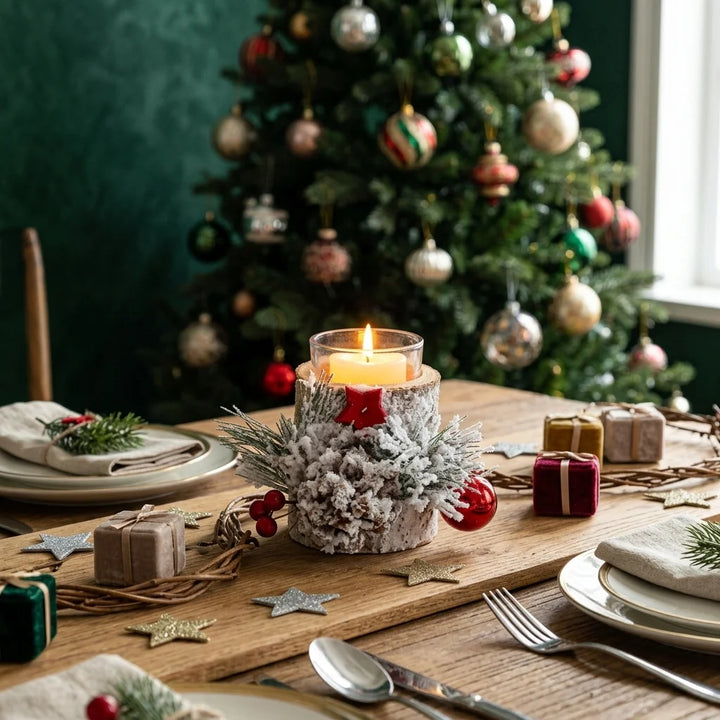 chandelier en bois pour table de Noël classe 