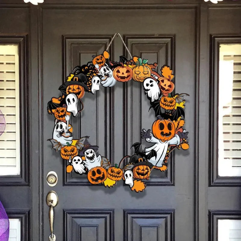 couronne citrouille halloween en bois spécial
