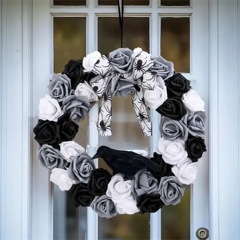 couronne de roses halloween design terrifiante
