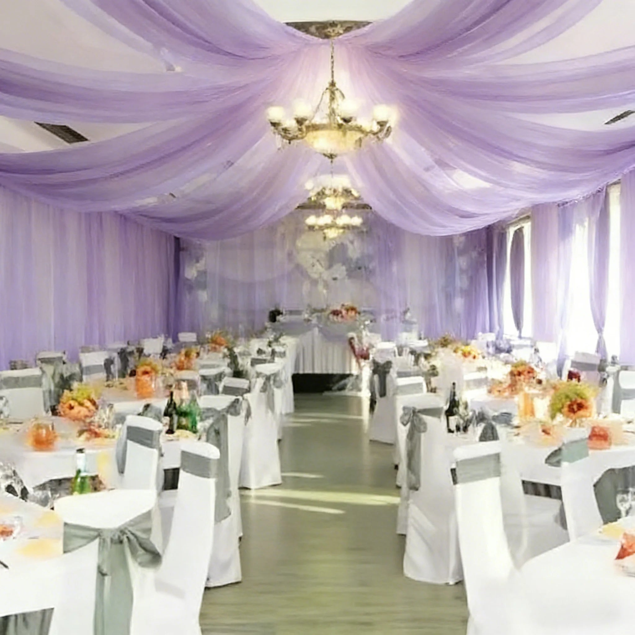 drapé mariage lavande en tulle