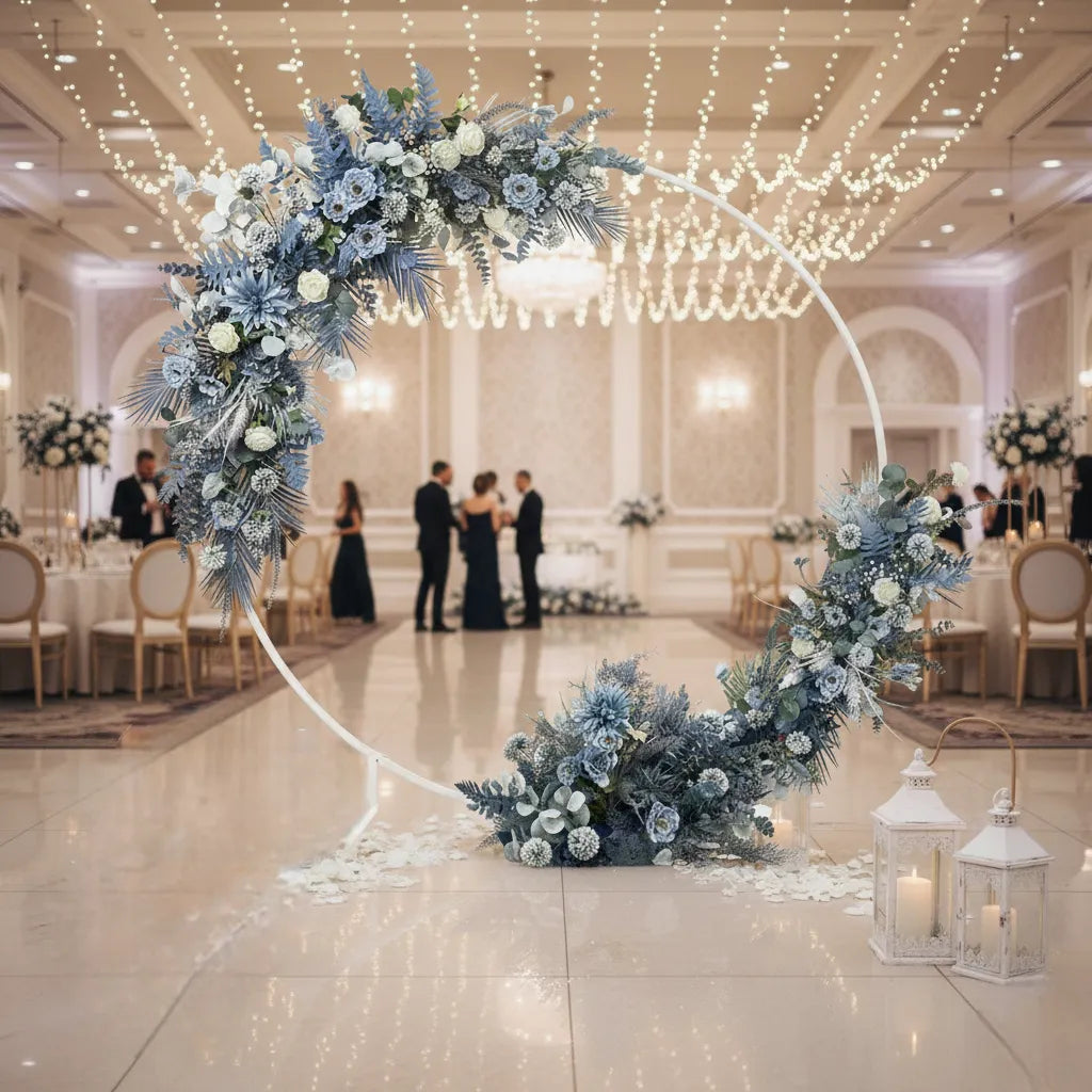 fleurs arche mariage bleues sublime
