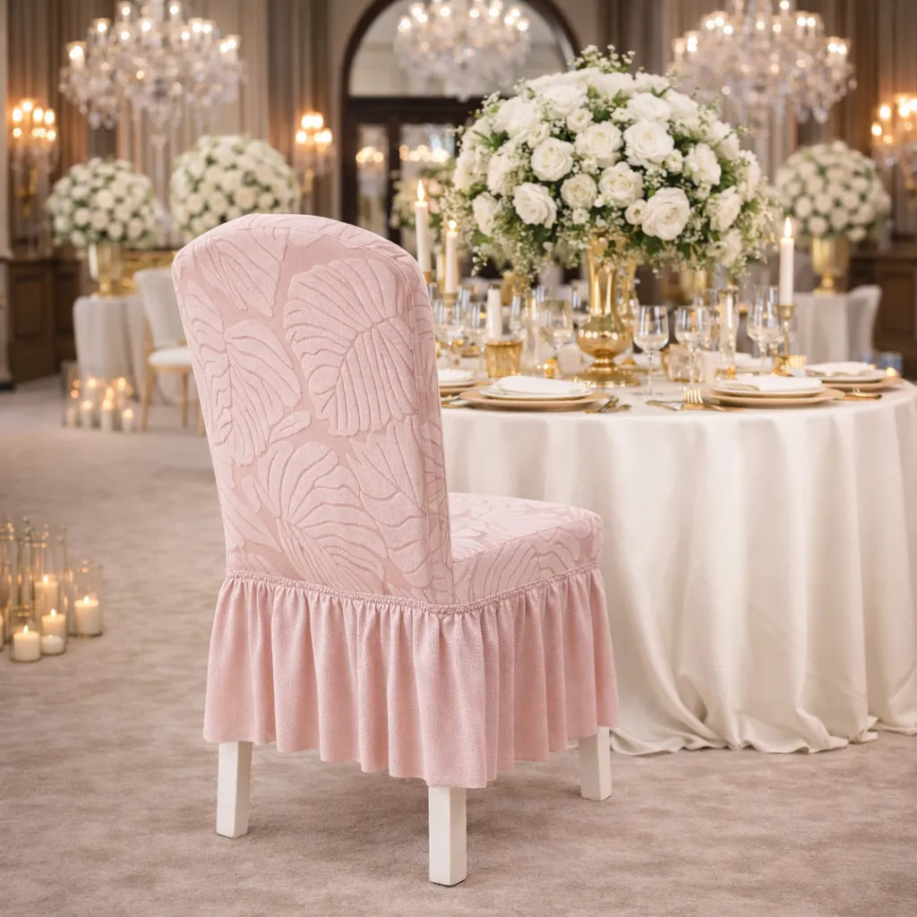 housse de chaise mariage à feuillages chic