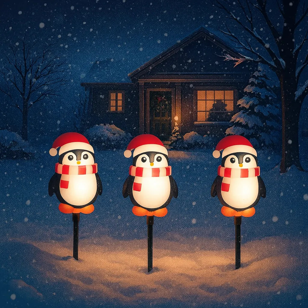 lampe solaire pingouin Noël festive