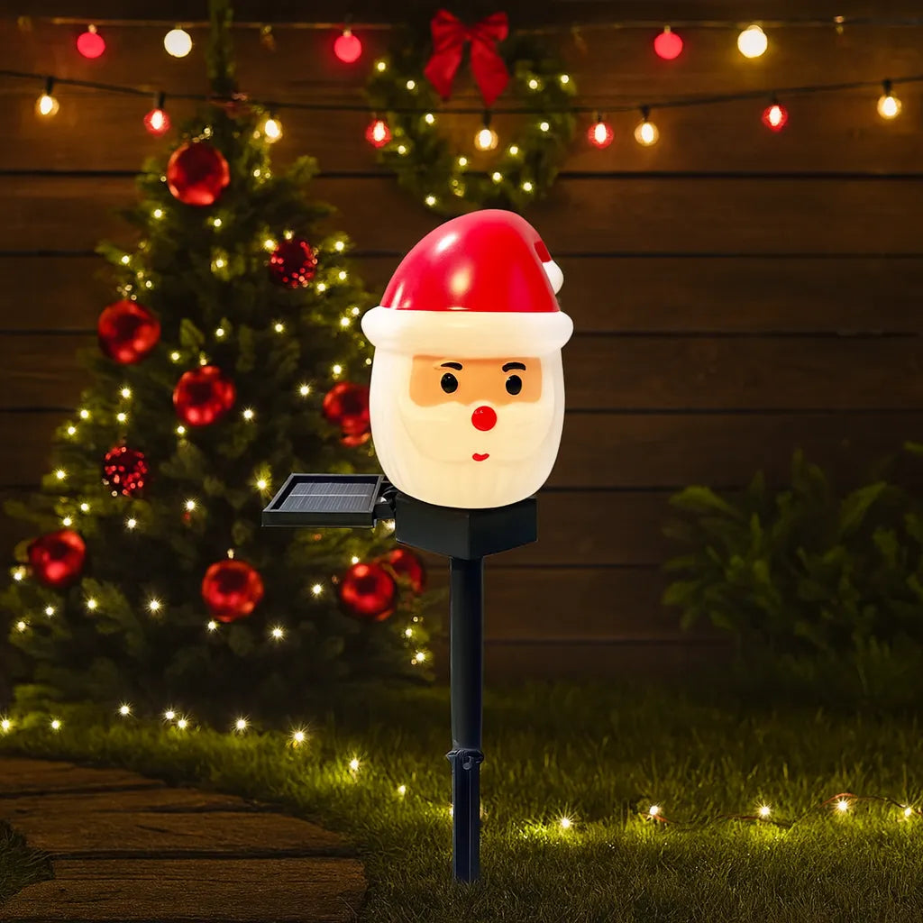 lampe solaire tête de père noël moderne