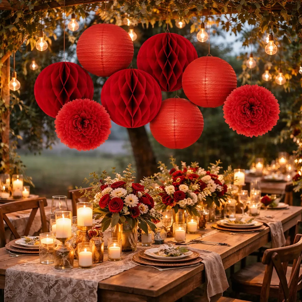 lampions déco mariage rouge chic