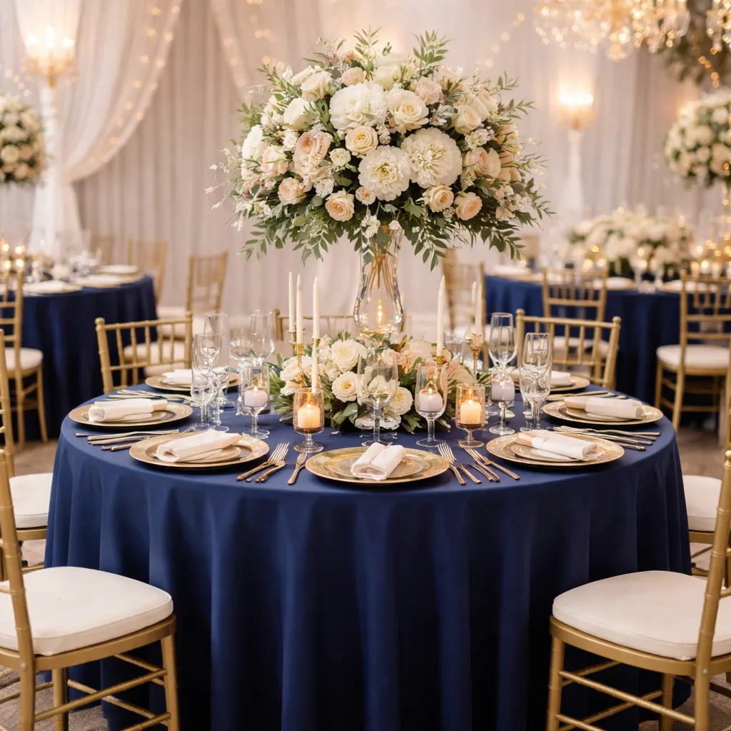 nappe bleu marine mariage​ élégante