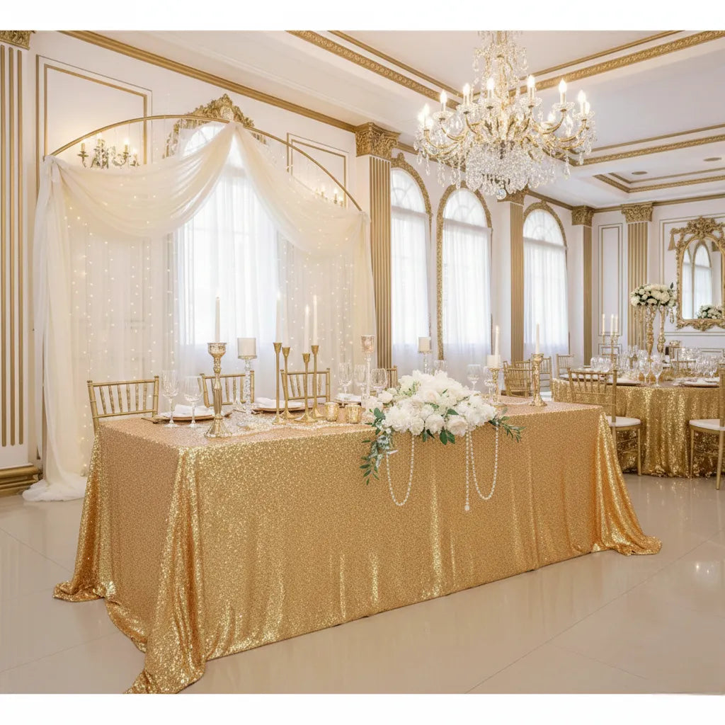 nappe dorée mariage raffinée