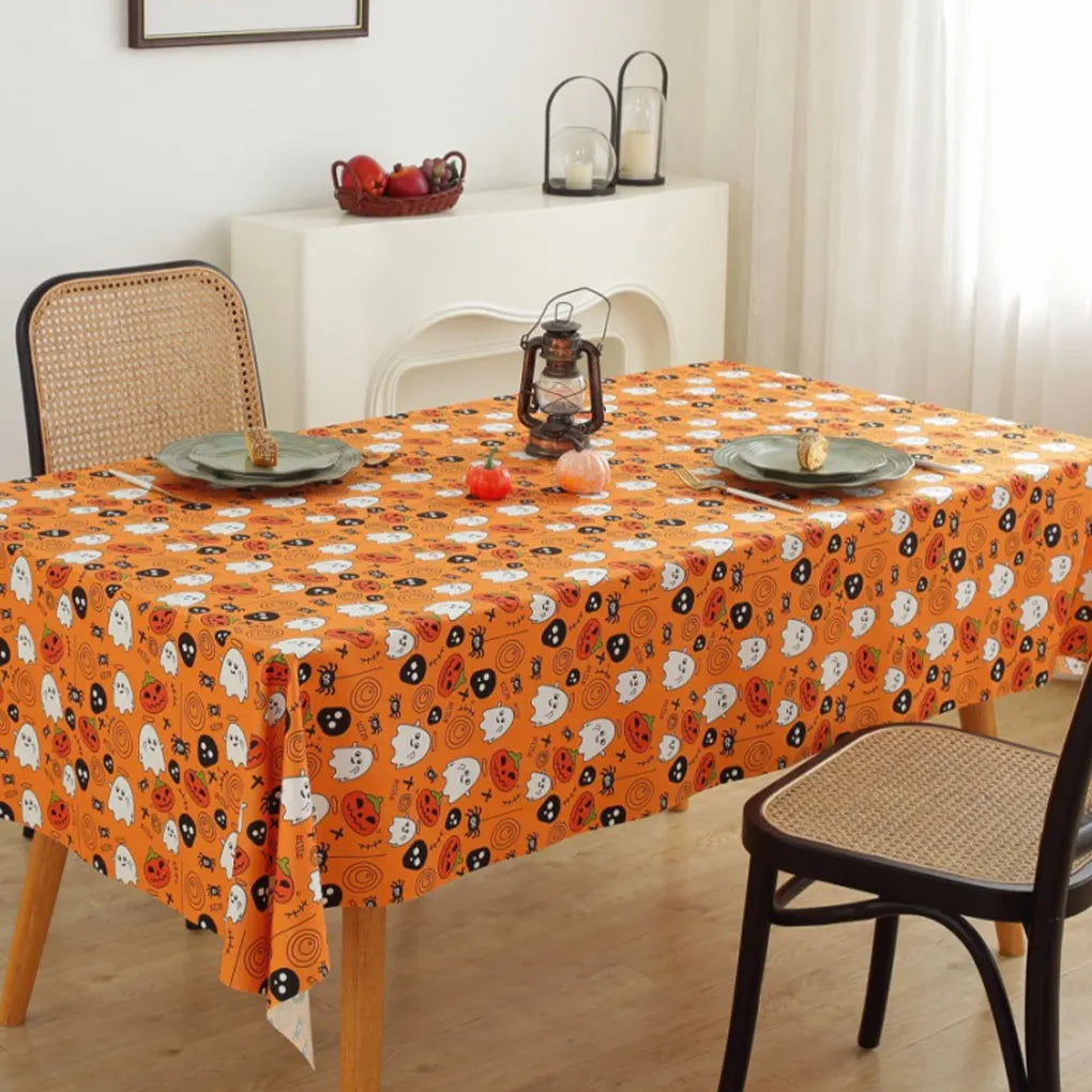 nappe halloween orange à fantômes et citrouille spécial