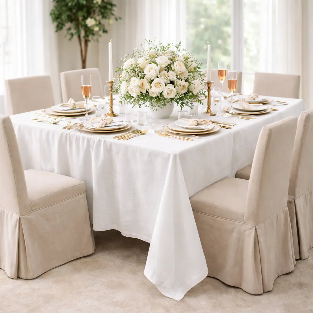 nappe tissu blanche mariage​ raffinée
