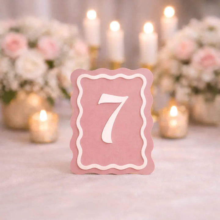 numéro de table rose mariage romantique élégante