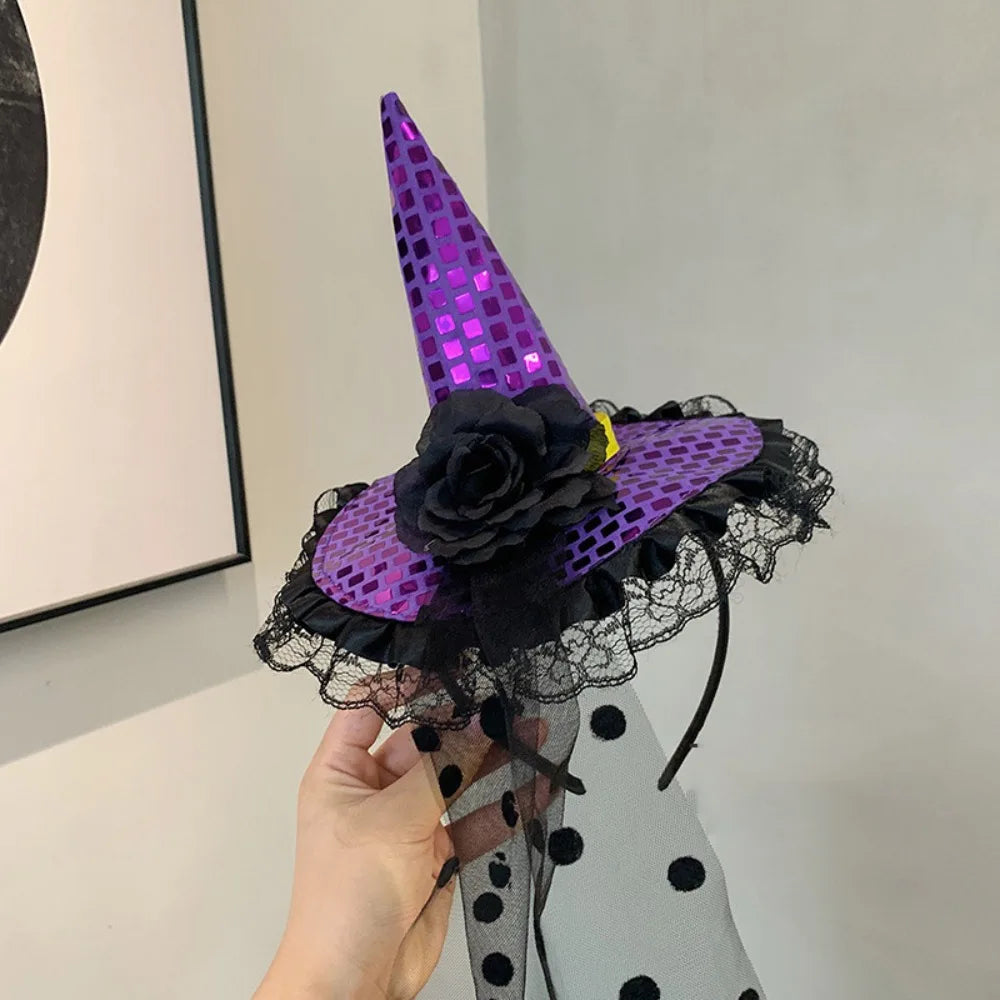 serre-tête chapeau halloween violet unique