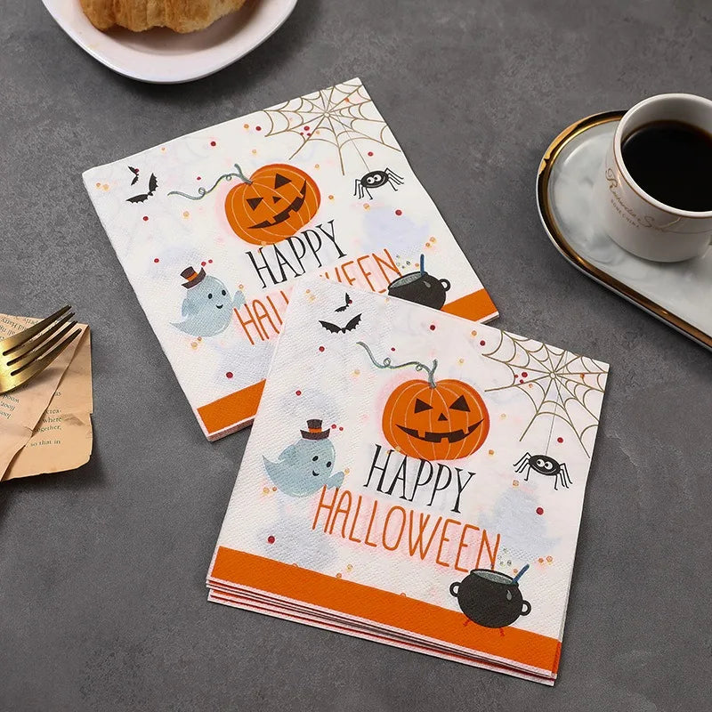 serviette de table blanc halloween unique