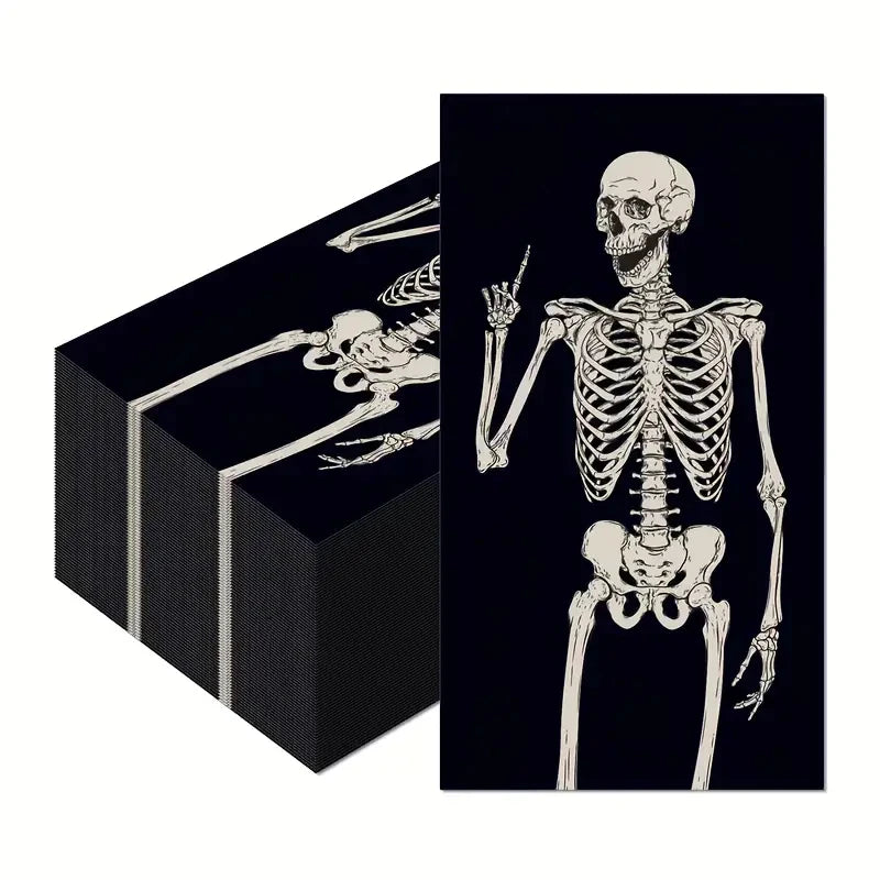 serviette en papier squelette noir spéciale