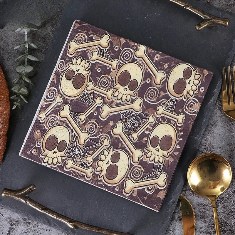 serviette jetable halloween squelettes moderne