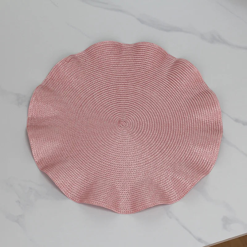 set de table rose tissé ondulé 